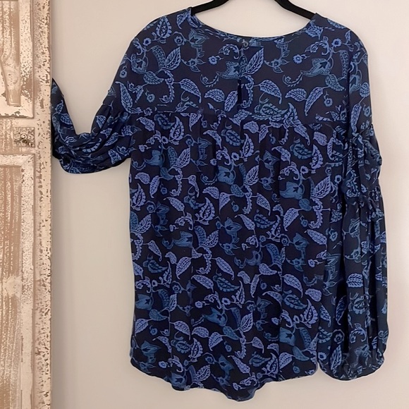 LOFT BLUE FLORAL PRINT PEASANT TOP - Picture 2 of 6